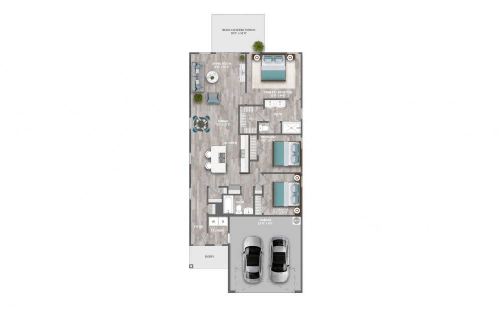 Beachgrass floorplan image 3 bedroom 2 bathroom home